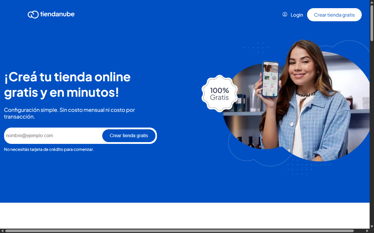 Captura de pantalla de la página Tienda Nube & E-Commerce
